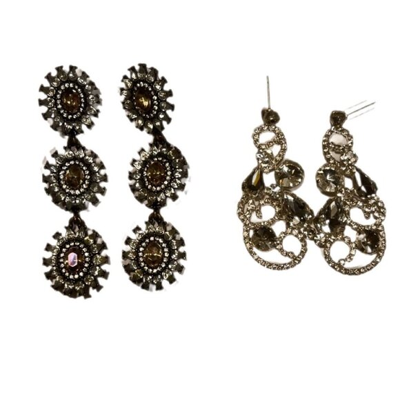 Lot of 2 Statement Trendy Soarkle Silver Diamond Filigree Chandelier Earrings OS - Picture 1 of 1
